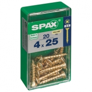 Spax Pz Countersunk Zinc Yellow Screws - 4 X 25mm Pack Of 20