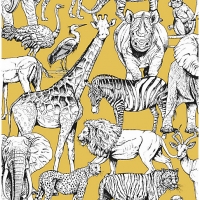 Wickes  Superfresco Easy Jungle Animals Yellow Wallpaper 10m