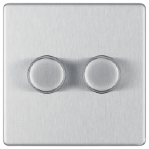BG Screwless Flatplate Brushed Steel 400W Double Dimmer Swit £21.00