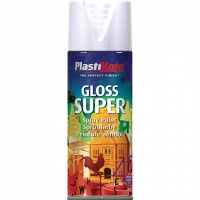Wickes  Plastikote Super Spray Paint - Gloss White 400ml