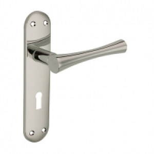 Wickes  Wickes Bella Lock Door Handle - Satin Nickel 1 Pair