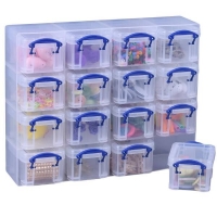 Homebase Pink (576129), Blue (570604), Green Really Useful Boxes - Clear - 0.14L - 16 Box Set