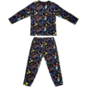 Kids Fleece Pyjamas 8-13 Years - Black Game Over