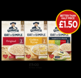 Budgens  Quaker Oat So Simple Original Porridge Sachets, Golden Syrup