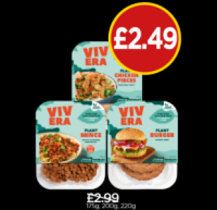 Vivera Plant Chicken Pieces, Plant Mince, Plant Veggie Burge