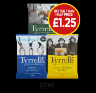 Budgens  Tyrrells Lightly Sea Salted Crisps, Sea Salt & Cider Vinegar