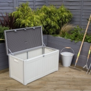 QDStores  Bentley Plastic Garden Storage Box Beige & Grey 190L