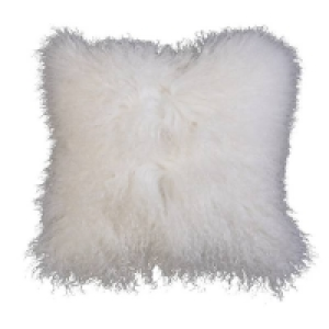 Homebase Face:100% Mongolian Woolback:100% C House Beautiful Real Mongolian Wool Cushion - Cream- 38x38cm