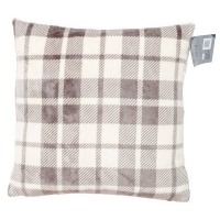 Homebase Cushion Cover: 100% Polyester Cushi Grey Check Cushion - 45x45cm