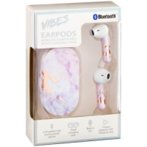 Vibes Marble Wireless Earbuds with Charging Case - Grey Marb