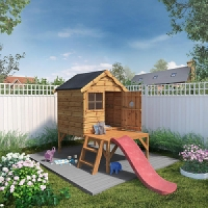 Mercia 10 x 5ft Wooden Snug Playhouse including Tower & Slid