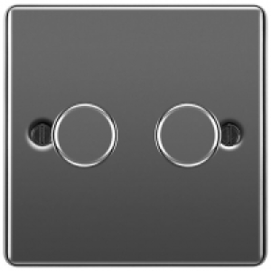 BG 400W Screwed Raised Plate Double Dimmer Switch 2-Way Push