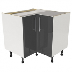 Orlando Dark Grey Gloss Slab Corner Base Unit - 925mm £196.00