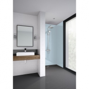 Wickes  Mermaid Acrylic Soft Blue Gloss Single Shower Panel 2440 x 1