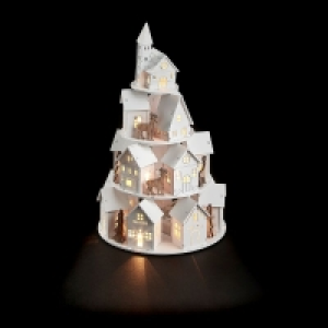 QDStores  4 Layer White House Christmas Decoration - 16 Warm White LED