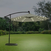 QDStores  Croft 3M Cream Overhang Solar LED Garden Parasol