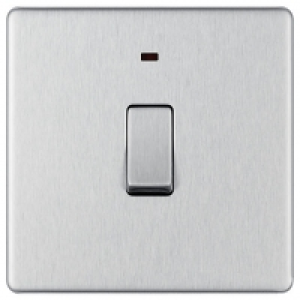 BG Screwless Flatplate Brushed Steel Single Switch 20A With  £8.75