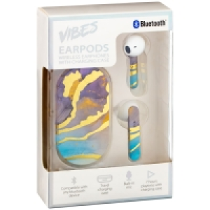 Vibes Marble Wireless Earbuds with Charging Case - Purple Ag