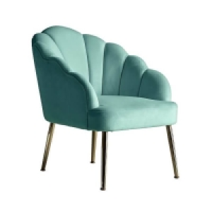 Gold Electroplated Metal Sophia Scallop Occasional Chair - Duck Egg Blue