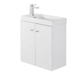 Mdf+pvc/chipboard+mfc Bathstore Alpine Duo 495mm Basin and Wall Hung Vanity Unit -