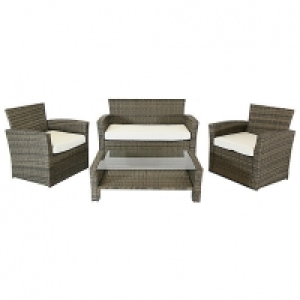 Charles Bentley 4 Seater Rattan Garden Furniture Set - Natur