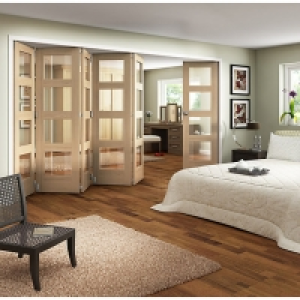 Wickes Ashton Internal Folding Door Oak Veneer Glazed 4 Lite