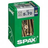 Wickes  Spax PZ Countersunk Zinc Yellow Screws - 5 x 70mm Pack of 50