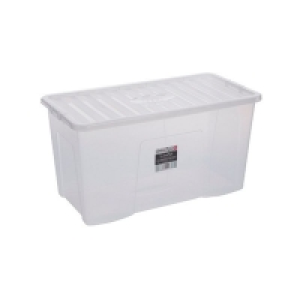 QDStores  110L Wham Crystal Stacking Storage Clear Box & Clip Lid