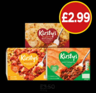 Kirstys Spanish Chicken & Rice, Beef Lasagne, Lentil Cottage