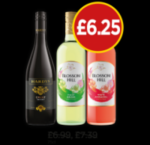 Hardys Crest Shiraz, Blossom Hill USA Pinot Grigio, White Zi