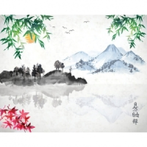 ohpopsi Japanese Lake Wall Mural - L 3m (W) x 2.4m (H)
