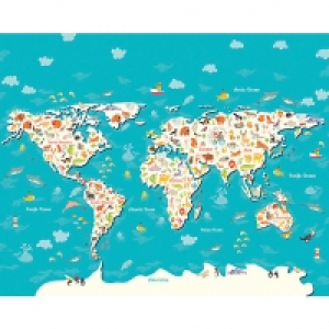 ohpopsi Animals Of The World Map Wall Mural - XL 3.5m (W) x