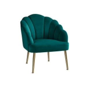 Gold Electroplated Metal Sophia Scallop Occasional Chair - Teal