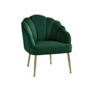 Gold Electroplated Metal Sophia Scallop Occasional Chair - Emerald
