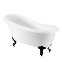 Homebase Acrylic Bathstore Kingham Slipper Roll Top Bath with Black Feet
