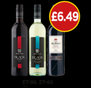 McGuigan Black Label Red, Sauvignon Blanc, Vina Albali Reser £6.49