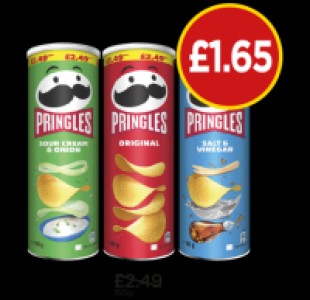 Budgens  Pringles Sour Cream & Onion, Original, Salt & Vinegar