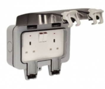 Masterplug IP66 13A Twin Exterior Switched Socket - Grey £13.00