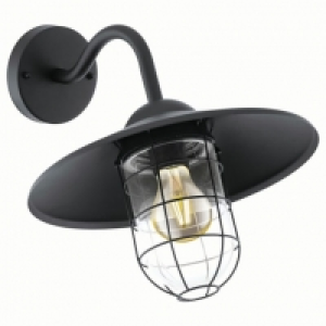 Eglo Melgoa Black Outdoor Traditional Down Lantern Cage Wall