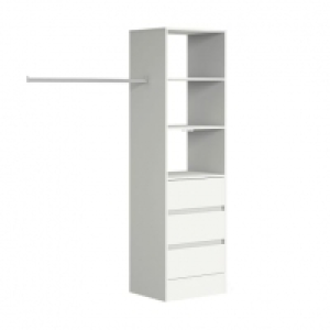 Spacepro Wardrobe Storage Kit Tower Unit with 3 Drawers Whit