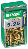 Wickes  Spax Pz Countersunk Zinc Yellow Screws - 5 X 25mm Pack Of 20