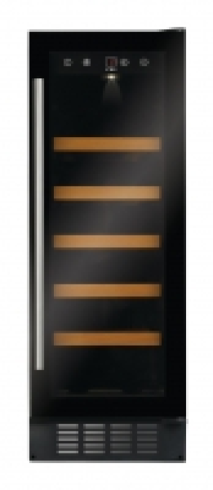 CDA 300mm Black Glass Slimline Wine Cooler FWC304BL