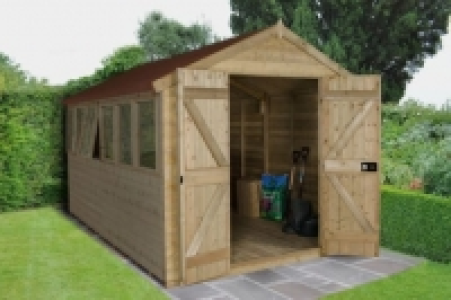 Forest Garden 12 x 8ft Double Door Tongue & Groove Apex Pres