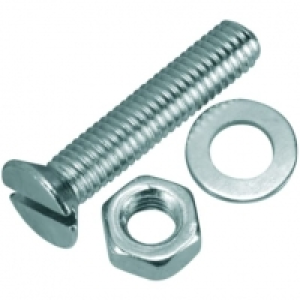 Wickes Machine Screws with Slot Head, Nut & Washer - M5 x 25