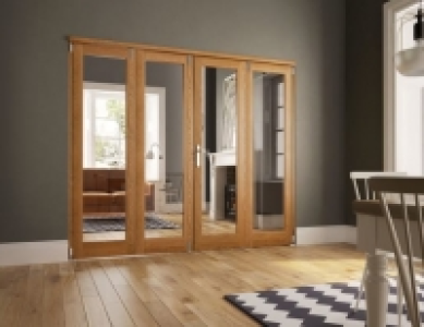 Wickes Newbury Fully Glazed Oak 1 Lite Internal Bi-Fold 4 Do