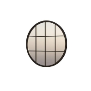Black Metal Round Window Pane Mirror - 65cm £43.29