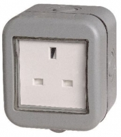 Wickes  Masterplug IP55 13A Single Exterior Unswitched Socket - Grey