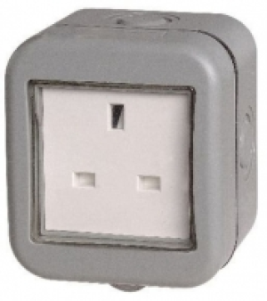 Masterplug IP55 13A Single Exterior Unswitched Socket - Grey