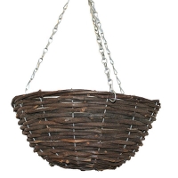 QDStores  16 Inch Hanging Rattan Basket Black
