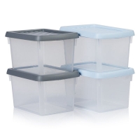 QDStores  1.5L Pack of 4 Wham Stacking Plastic Storage Clear Box & Ass